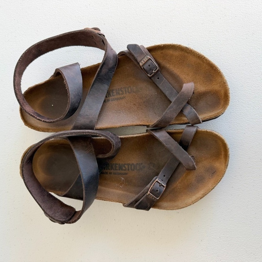 Birkenstock Womens Oiled Leather Yara Ankle Strap Sandals Size 41 / 10- 10.5